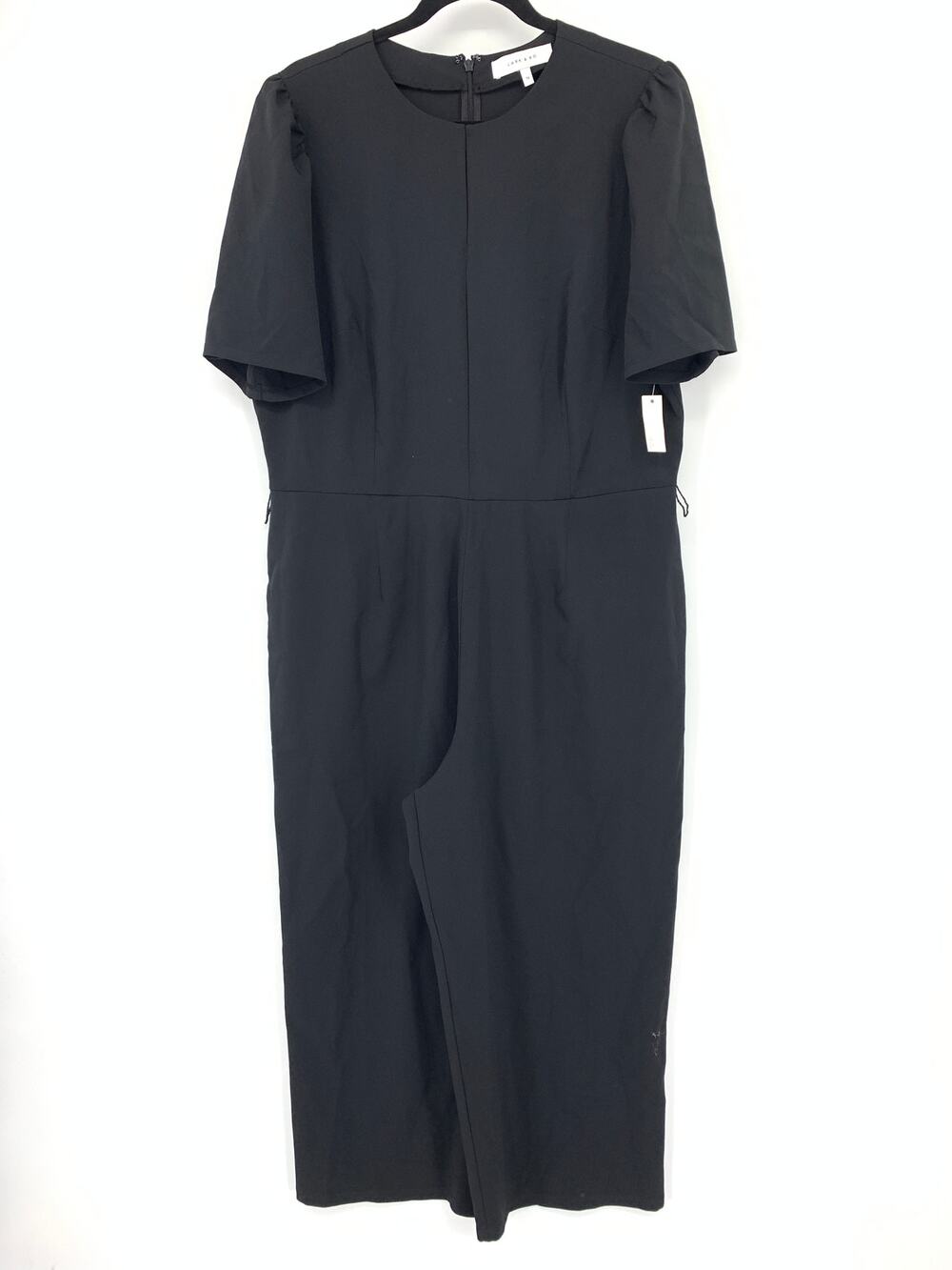 Lark & Ro Short Sleeve Wide Leg Jumpsuit Womens Size 16 Solid Black NEW *NO BELT